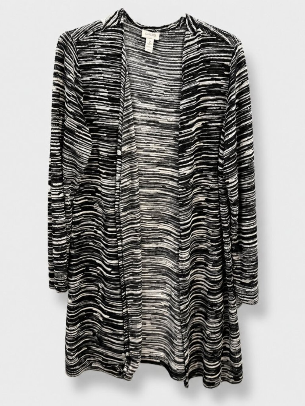 Chico's Open Front Duster Cardigan Sweater Knit Longline Layering Top 2